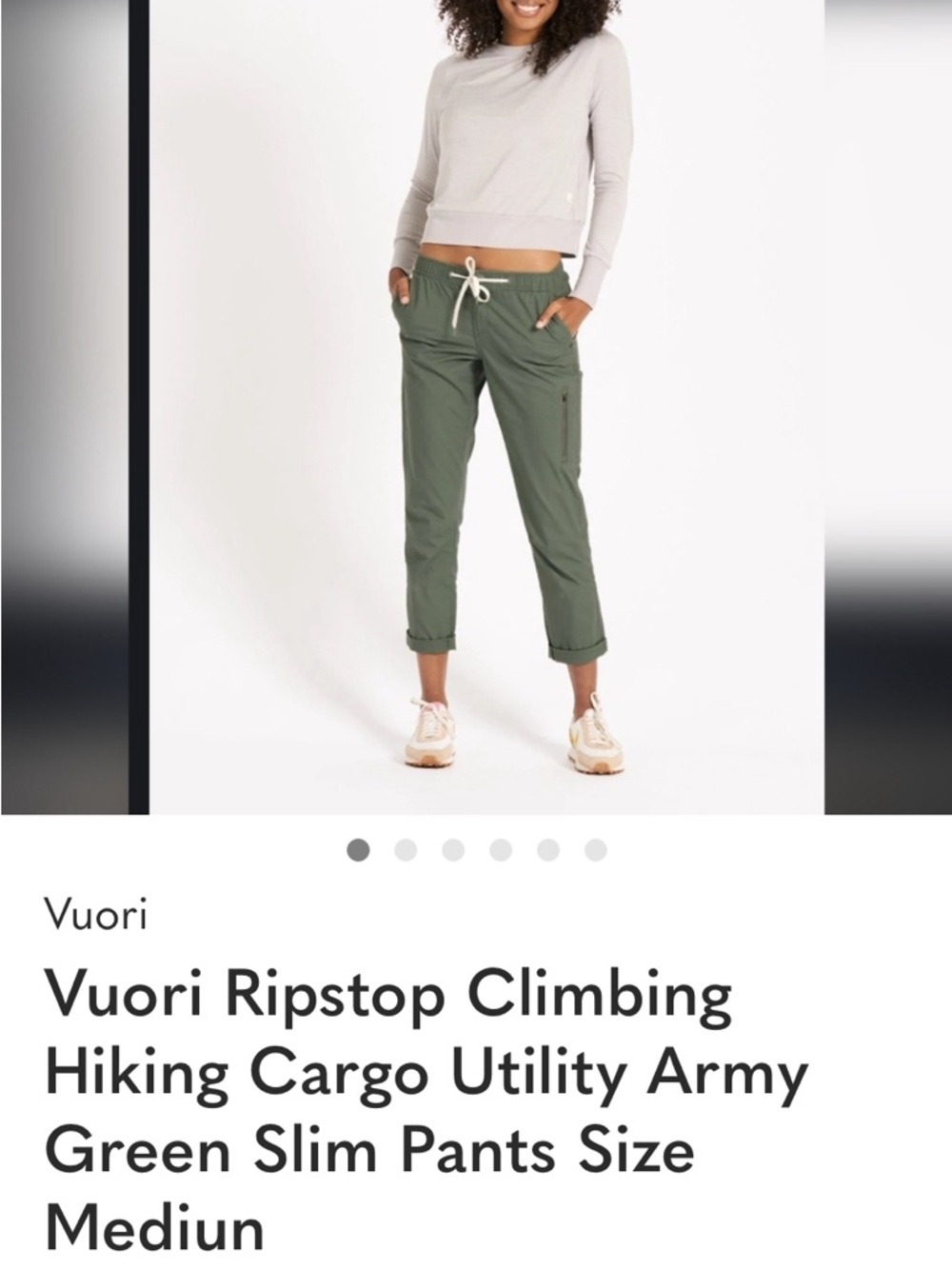 Vuori Ripstop Pant Army Green Organic Cotton Gorpcore Hiking Slim Small - Picture 3 of 8